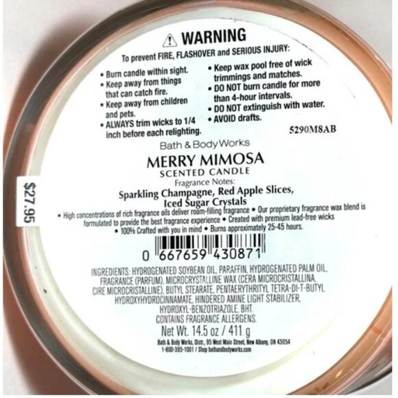 MERRY MIMOSA 3 Wick Candle NIB - Picture 3 of 3